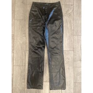 Missguided Black Croc Embossed Faux Leather High Waisted Pants US 8